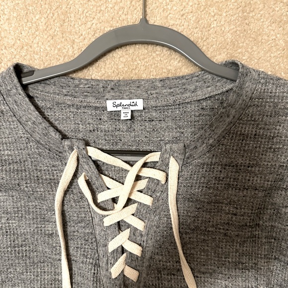 Splendid waffle long sleeve with laces size small - Picture 2 of 2